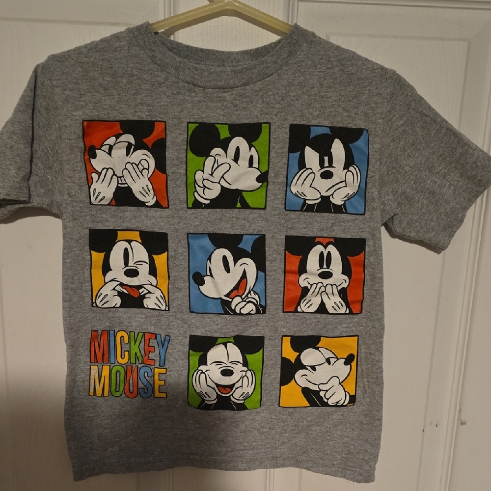 Disney Mickey Mouse Gray T-Shirt with Colorful Panels